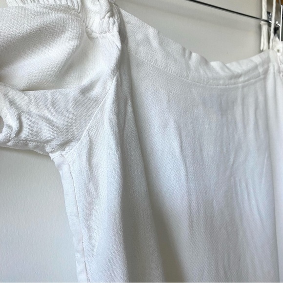 NWOT Massimo Dutti Flutter Sleeves Cold Shoulder Top White Size 8 - Picture 5 of 7